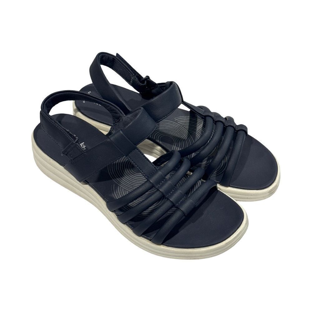 CLARKS CLOUD STEPPERS DRIFT EASE SANDAL. DARK NAVY